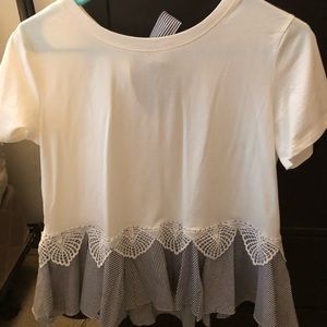 Shein white ruffle shirt
